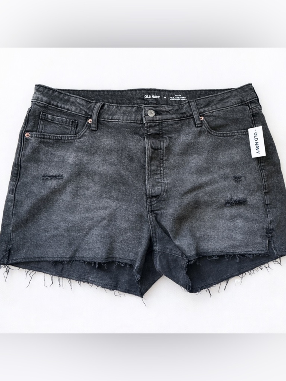 Old Navy High Rise Black Denim Cutoff Shorts 18 NWT Distressed Raw Hem